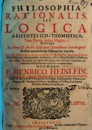 Philosophia rationalis seu logica Aristotelico-thomistica
