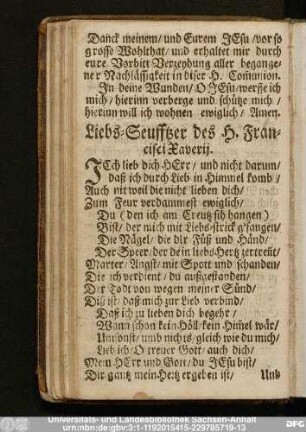 Liebs-Seufftzer des H. Francisci Xaverij.