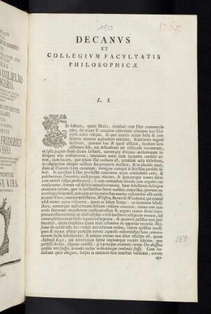 Decanvs Et Collegivm Facvltatis Philosophicae L. S.