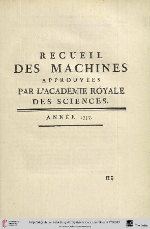 Recueil des Machines Année 1737