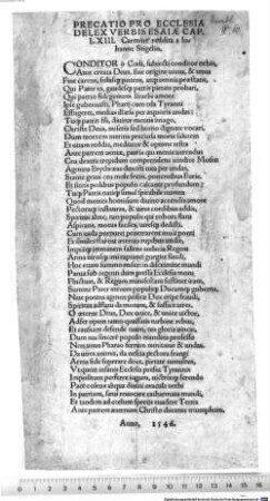 PRECATIO PRO ECCLESIA DEI, : EX VERBIS ESAIAE CAP. LXIII.