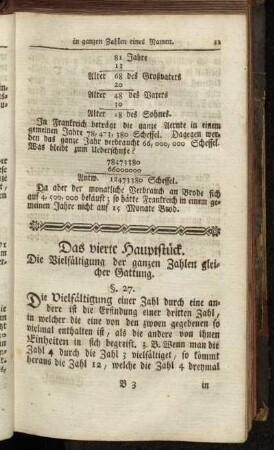 Das vierte Hauptstück. Die Vielfältigung der ganzen Zahlen gleicher Gattung.