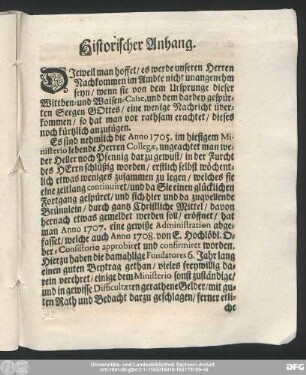 Historischer Anhang.