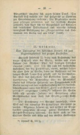 II. Abschnitt. Vom Untergange der städtischen Freiheit bis zum Regierungsantritt des großen Kurfürsten