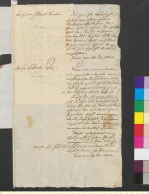 Brief von Goethe, Johann Wolfgang von an Schütz, Anna Henriette