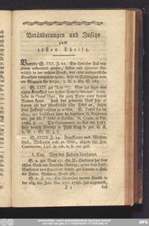 Veränderungen und Zusätze zum ersten Theile.