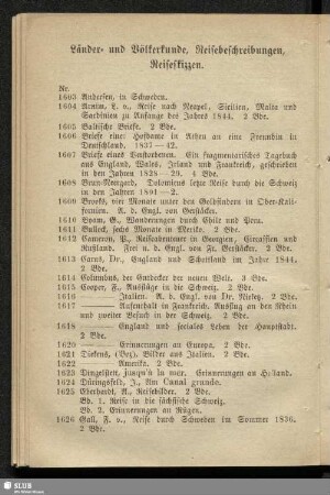 Länder- und Völkerkunde, Reisebeschriebungen, Reiseskizzen