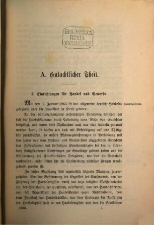Jahresbericht der Handelskammer zu Frankfurt am Main. 1863 (1864)