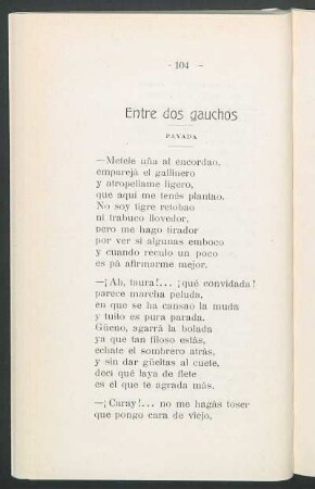 Entre dos gauchos : Payada