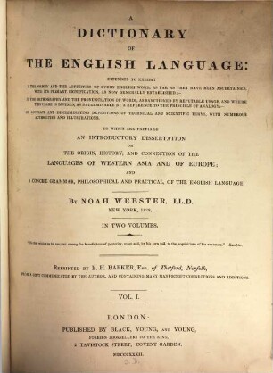 A dictionary of the English language : intended to exhibi ... ; in two volumes. 1