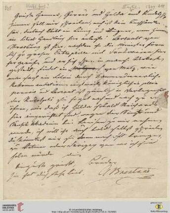 Brief von Clemens Brentano an Achim von Arnim