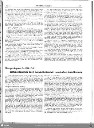 Leistungssteigerung durch Gemeinschaftsarbeit, insbesondere durch Normung