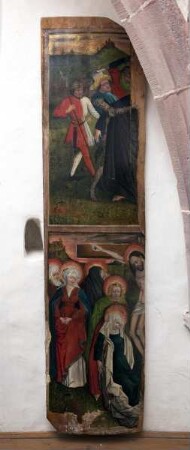 Spätgotischer Altarflügel mit Kreuzigung Christi