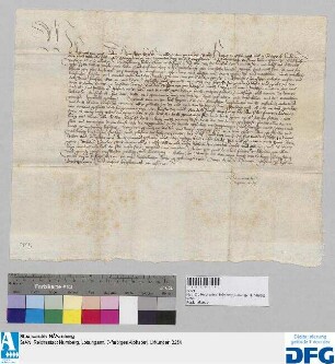 Kaiser Friedrich III. gebietet dem Markgrafen Johannsen von Brandenburg, die Bamberger Richtung zu beobachten und über deren Beobachtung zu wachen.
