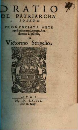 Oratio De Patriarcha Ioseph