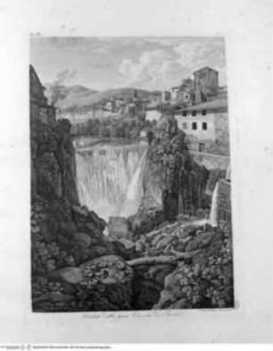 Raccolta delle vedute pittoresche di Roma e de suoi contorni ... volume 1. Parte 1., Tafel 6 (N. 1): Veduta della gran Cascata di Tivoli