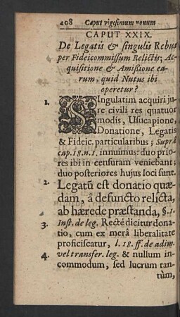 Caput XXIX. De Legatis & singulis Rebus