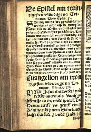 De Epistel am twintigesten Söndage na Trinitatis. Thon Ephe. 5. Euangelion am twintigesten Söndage na Trinitatis. Matthe. xxij.