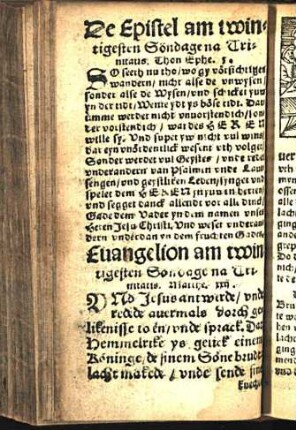 De Epistel am twintigesten Söndage na Trinitatis. Thon Ephe. 5. Euangelion am twintigesten Söndage na Trinitatis. Matthe. xxij.