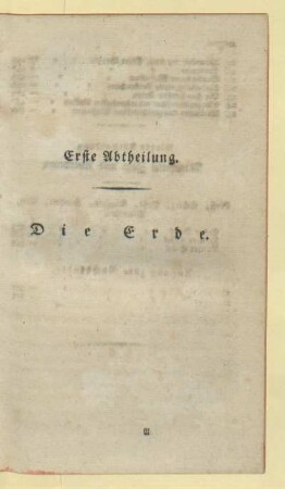 Erste Abtheilung. Die Erde