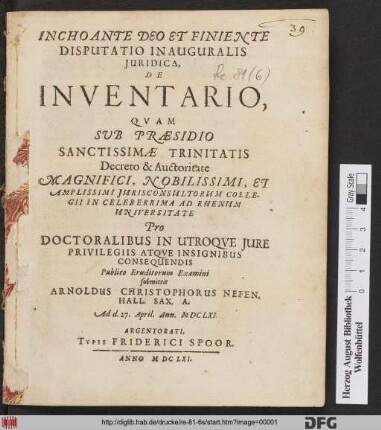 Disputatio Inauguralis Iuridica, De Inventario