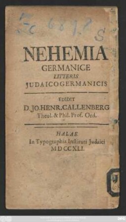 Nehemia Germanice Litteris Judaicogermanicis