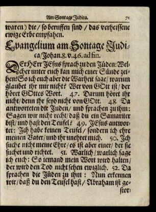 Evangelium am Sontage Judica/ ...