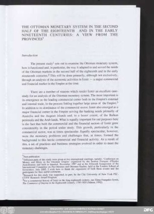 The Ottoman Monetary System In The Second Half Of The Eighteenth And In The Early Nineteenth Centuries: A View From The Provinces