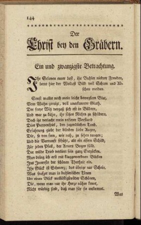 Ein und zwanzigste Betrachtung. - Zwey und zwanzigste Betrachtung.