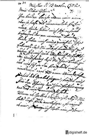 31: Brief von Katharina Gräfin Stolberg-Stolberg an Johann Wilhelm Ludwig Gleim