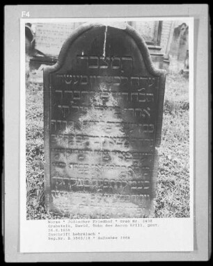 Grabstein des David, Sohn des Aaron Brill (gestorben 1858.06.26)