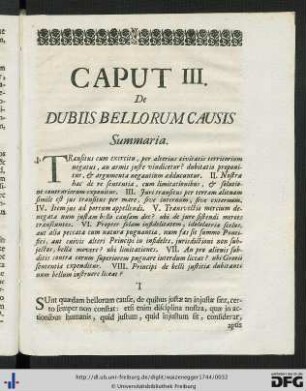 Caput III. De Dubiis Bellorum Causis.