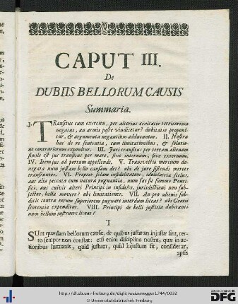 Caput III. De Dubiis Bellorum Causis.