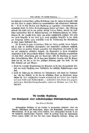 Die deutsche Erziehung vom Standpunkt eines volkbiologischen Wirklichkeitspädagogik