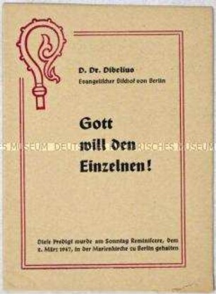 Predigt des evangelischen Bischofs Otto Dibelius zum Fastensonntag am 2. März 1947