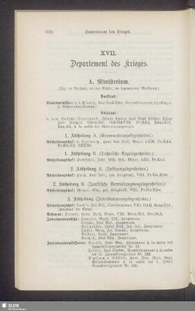 XVII. Departement des Krieges