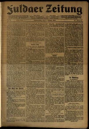 Erste Ausgabe vom Donnerstag, den 02. Januar 1913.
