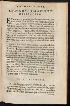 Secundae Orationis Dispositio.