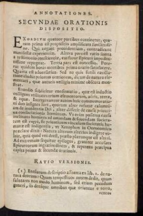 Secundae Orationis Dispositio.