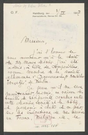Brief an Jean Bernard Alpi : 03.04.1907