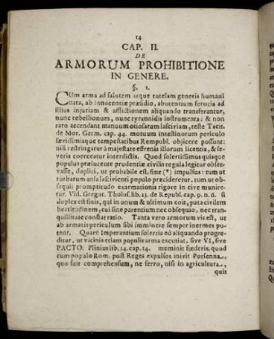 Cap. II. De Armorum Prohibitione In Genere.
