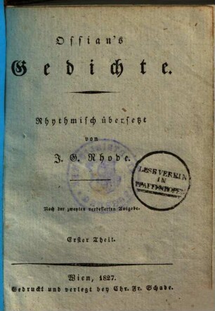 Ossian's Gedichte, 1