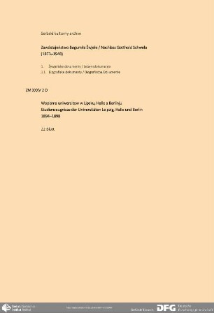 Studienzeugnisse der Universitäten Leipzig, Halle und Berlin
