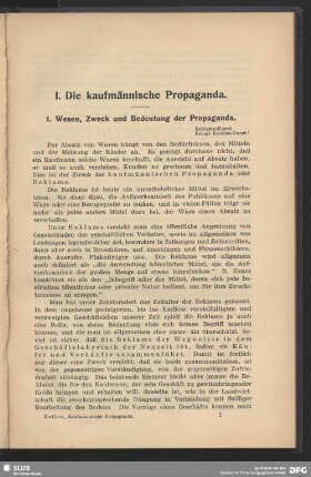1. Wesen, Zweck und Bedeutung der Propaganda