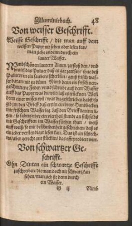 Von schwartzer Geschrifft.
