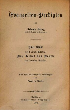 Evangelien-Predigten, 1. Die festliche Hälfte des Kirchen-Jahres