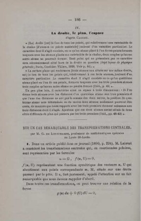 SUR UN CAS REMARQUABLE DES TRANSFORMATIONS CENTRALES.