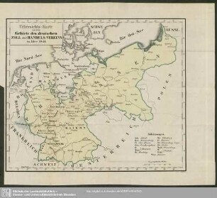 Uebersichts-Karte von dem Gebiete des deutschen Zoll- und Handels-Vereins im Jahre 1841