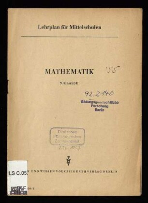 1955: Mathematik : 9. Klasse : 9. Klasse