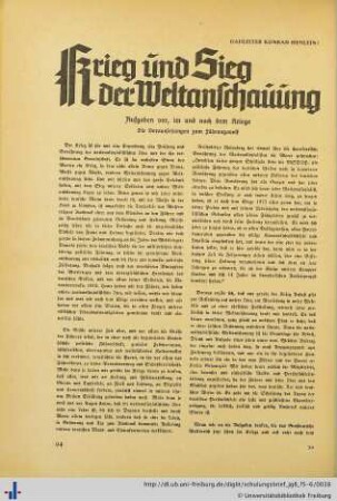 Krieg und Sieg der Weltanschauung.